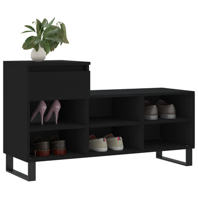 Kenkäkaappi musta 102x36x60 cm tekninen puu