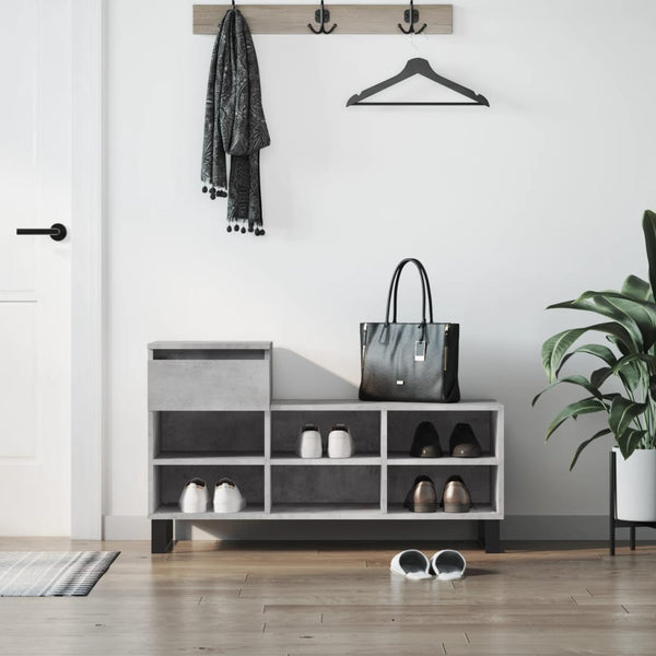 Kenkäkaappi betoninharmaa 102x36x60 cm tekninen puu