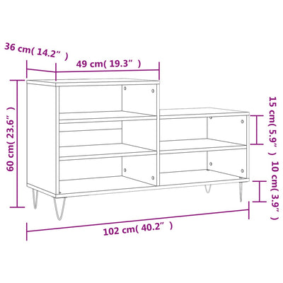 Kenkäkaappi musta 102x36x60 cm tekninen puu