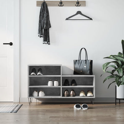 Kenkäkaappi betoninharmaa 102x36x60 cm tekninen puu
