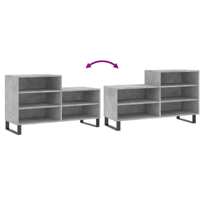 Kenkäkaappi betoninharmaa 102x36x60 cm tekninen puu