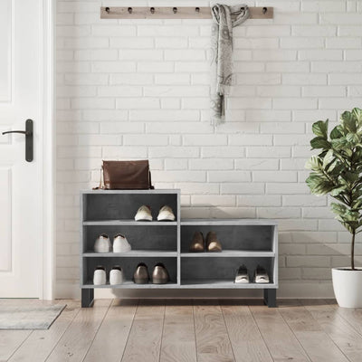 Kenkäkaappi betoninharmaa 102x36x60 cm tekninen puu