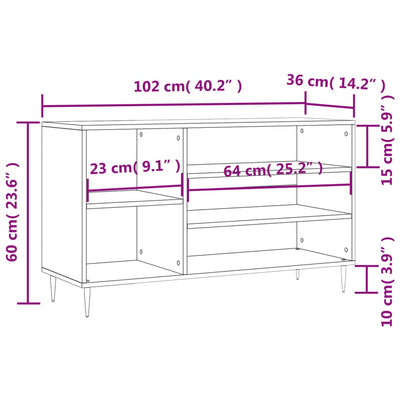 Kenkäkaappi ruskea tammi 102x36x60 cm tekninen puu