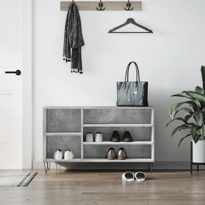 Kenkäkaappi betoninharmaa 102x36x60 cm tekninen puu