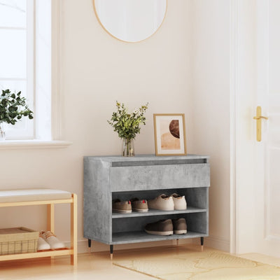 Kenkäkaappi betoninharmaa 70x36x60 cm tekninen puu