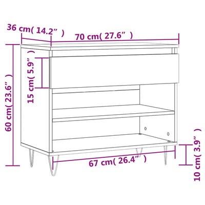 Kenkäkaappi musta 70x36x60 cm tekninen puu