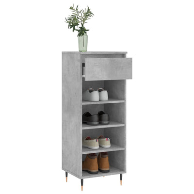Kenkäkaappi betoninharmaa 40x36x105 cm tekninen puu