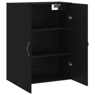 Seinäkiinnitettävä kaappi musta 69,5x34x90 cm tekninen puu