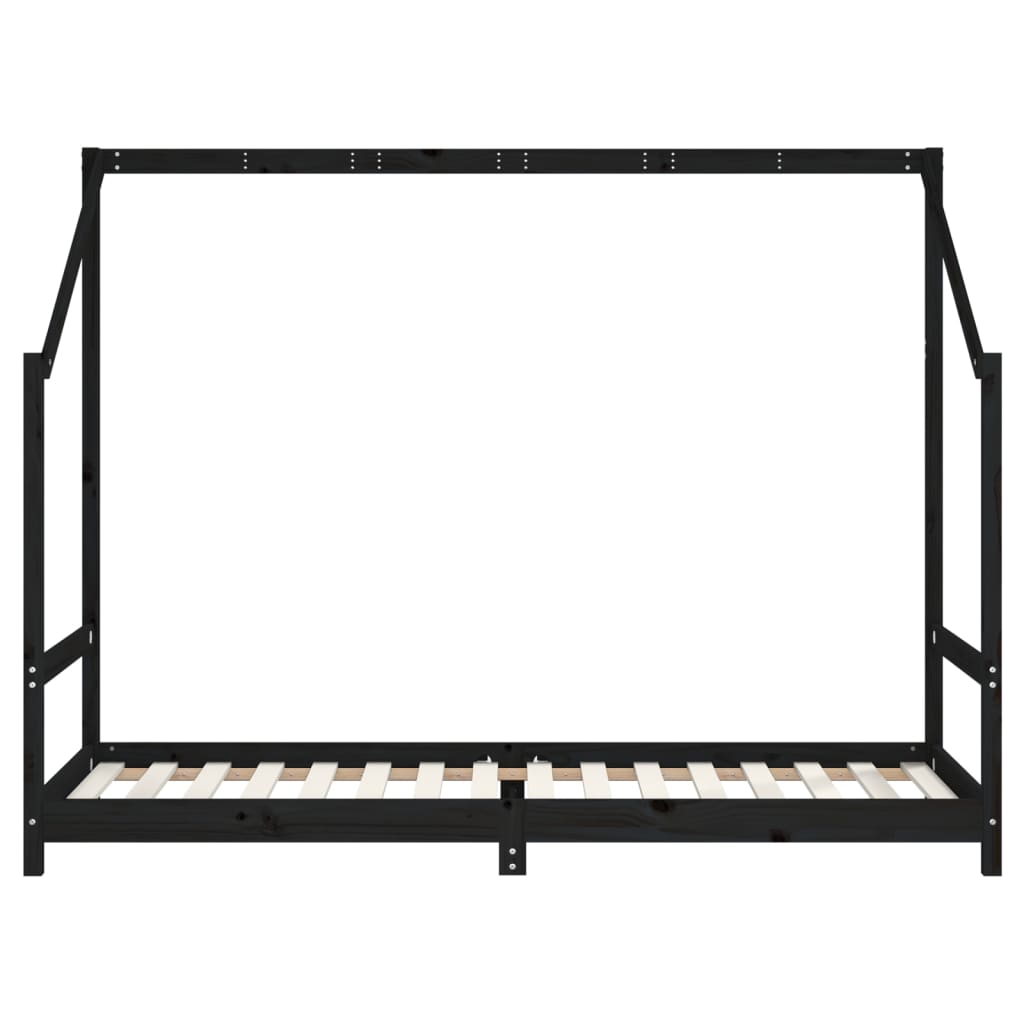 Musta lasten sängynrunko Fadei 80x200cm (mänty)