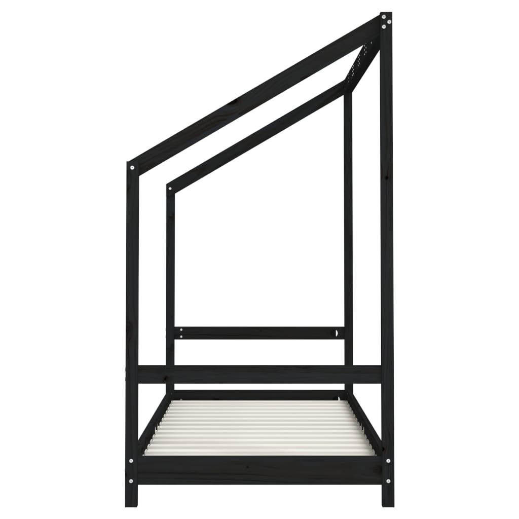 Musta lasten sängynrunko Fadei 80x200cm (mänty)