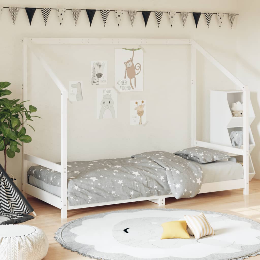 Valkoinen lasten sängynrunko Fadei 90x200cm (mänty)
