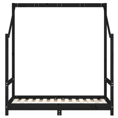 Lasten sängynrunko musta 70x140 cm täysi mänty