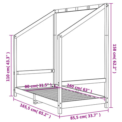 Lasten sängynrunko Fadei 80x160cm (mänty)