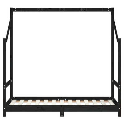 Lasten sängynrunko musta 80x160 cm täysi mänty