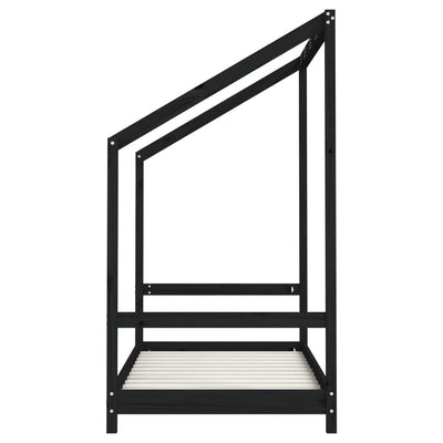 Lasten sängynrunko musta 80x160 cm täysi mänty