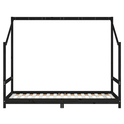 Lasten sängynrunko musta 90x190 cm täysi mänty