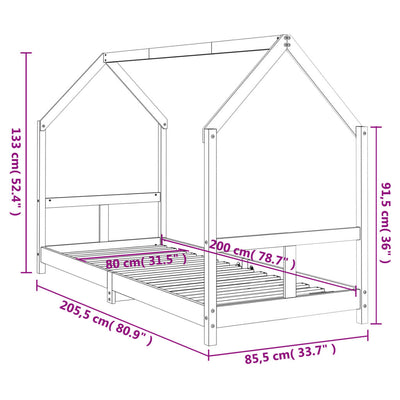 Lasten sängynrunko Eogenica 80x200cm (mänty)
