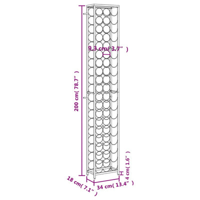 Viinipulloteline 57 pullolle musta 34x18x200 cm takorauta