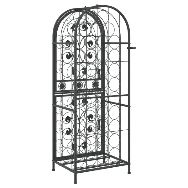 Viinipulloteline 41 pullolle musta 45x36x120 cm takorauta