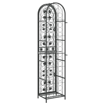 Viinipulloteline 73 pullolle musta 45x36x200 cm takorauta