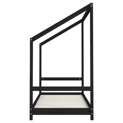 Lasten sängynrunko musta 2x(80x200) cm täysi mänty