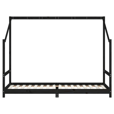 Lasten sängynrunko musta 2x(80x200) cm täysi mänty