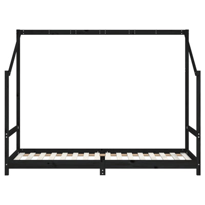 Lasten sängynrunko musta 2x(90x200) cm täysi mänty