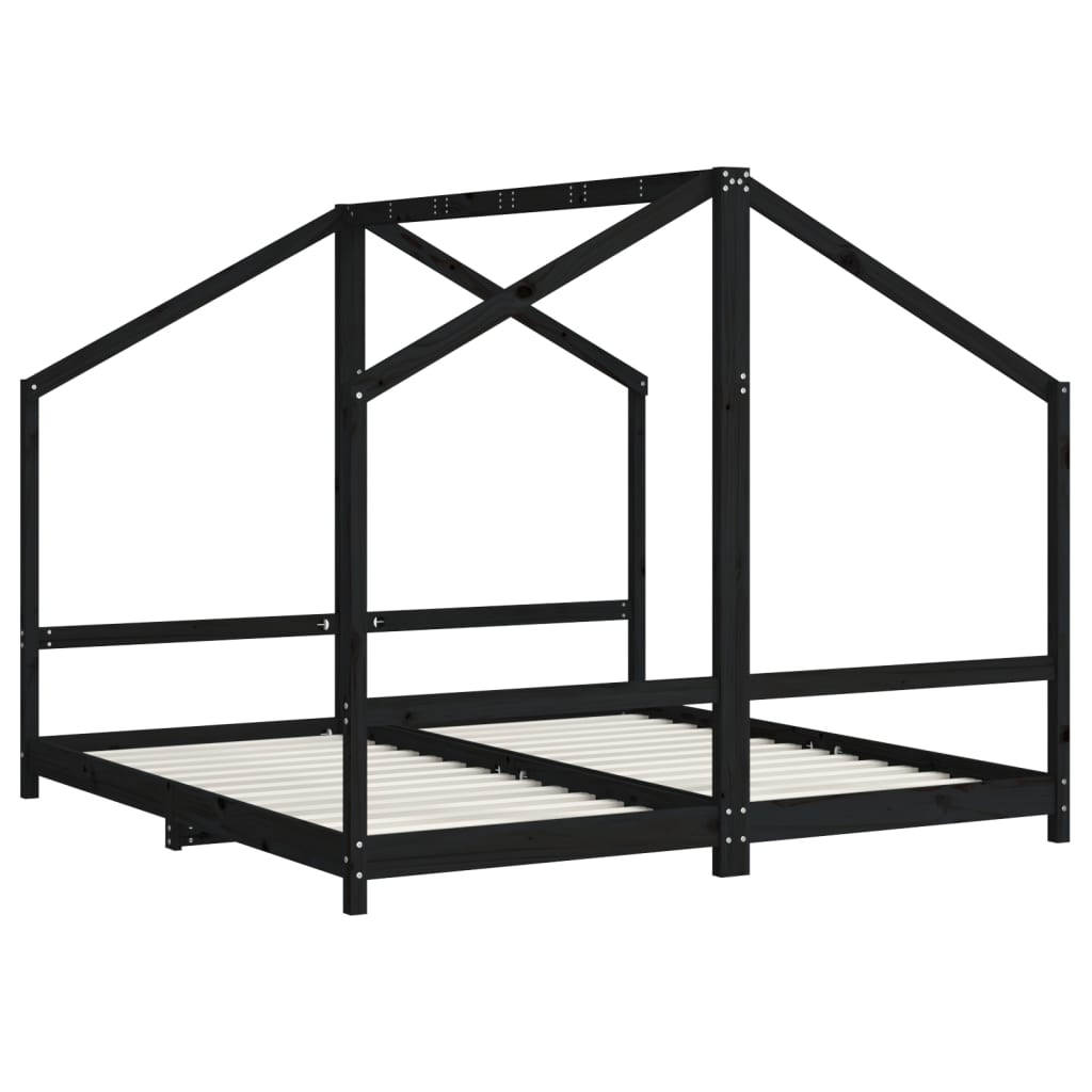 Musta lasten sängynrunko Zinovii 2x(90x190)cm (mänty)