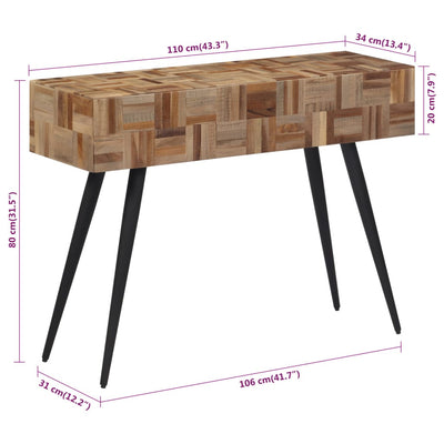 Konsolipöytä 110x34x80 cm kierrätetty täystiikki