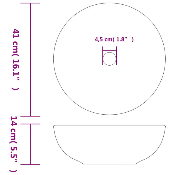 Φ41x14cm harmaa keraaminen pesuallas työtasolle Leftica