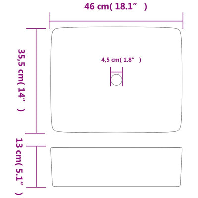 Harmaa pesuallas tasolle Ecterina 46x35,5x13cm (keraaminen)