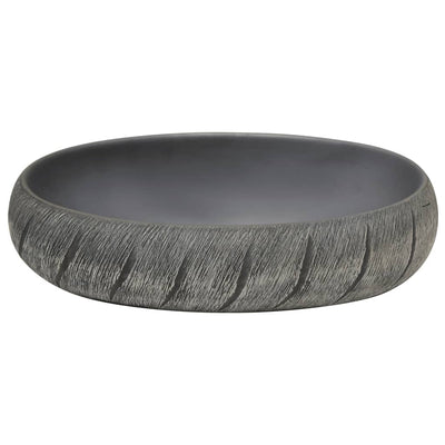 Pesuallas työtasolle mustaharmaa ovaali 59x40x15 cm keraaminen