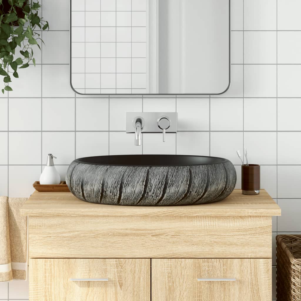 Mustaharmaa pesuallas työtasolle Tiple 59x40x15cm (keraaminen)