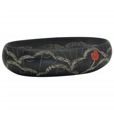 Pesuallas työtasolle musta ovaali 59x40x15 cm keraaminen