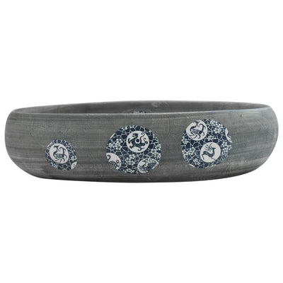 Pesuallas työtasolle harmaa ovaali 59x40x15 cm keraaminen