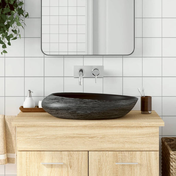 Keraaminen pesuallas työtasolle Tiple 59x40x14cm, harmaa musta
