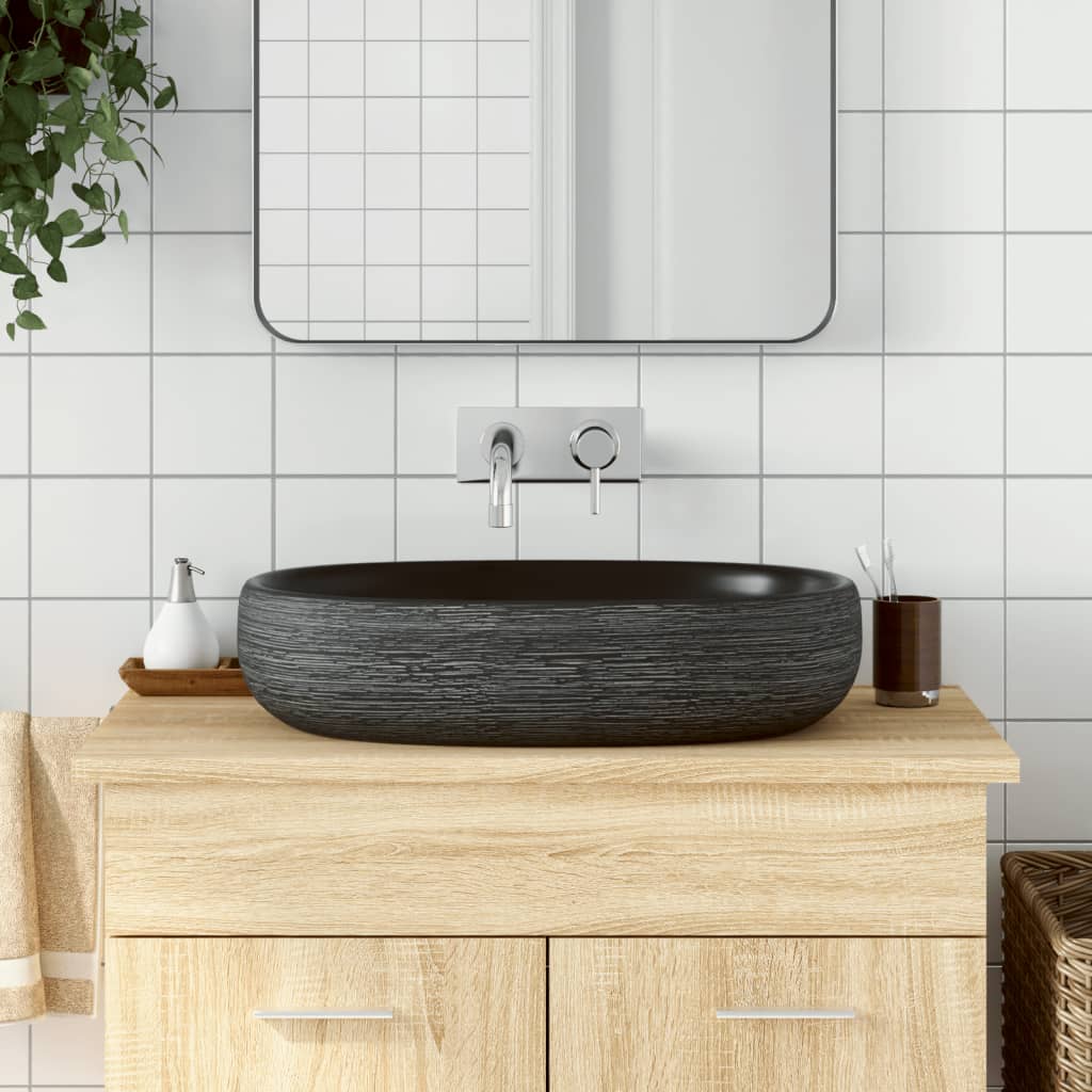 Työtasolle tarkoitettu harmaa musta pesuallas Tiple 59x40x14cm (keraaminen)