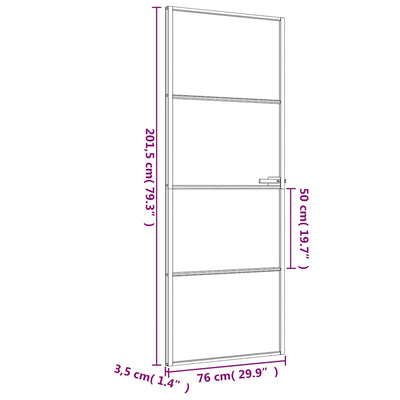 Musta sisäovi ohut Vanzeti 76x201,5cm (karkaistu lasi ja alumiini)