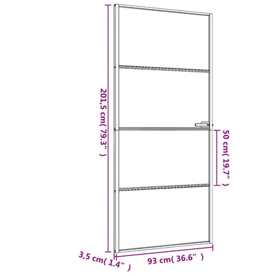 Musta sisäovi ohut Vanzeti 93x201,5cm (karkaistu lasi ja alumiini)