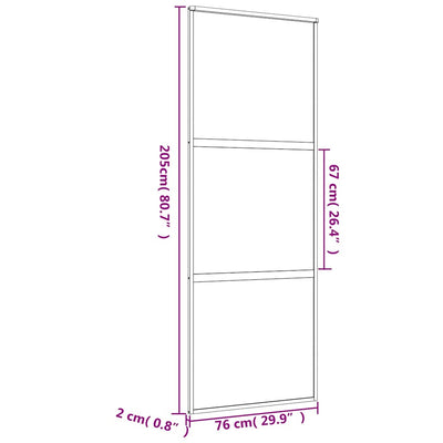 Kulta liukuovi Vanzeti 76x205cm (kirkas esg-lasi ja alumiini)