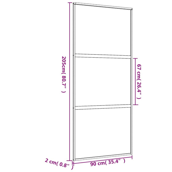 Liukuovi kulta 90x205 cm himmeä ESG-lasi ja alumiini