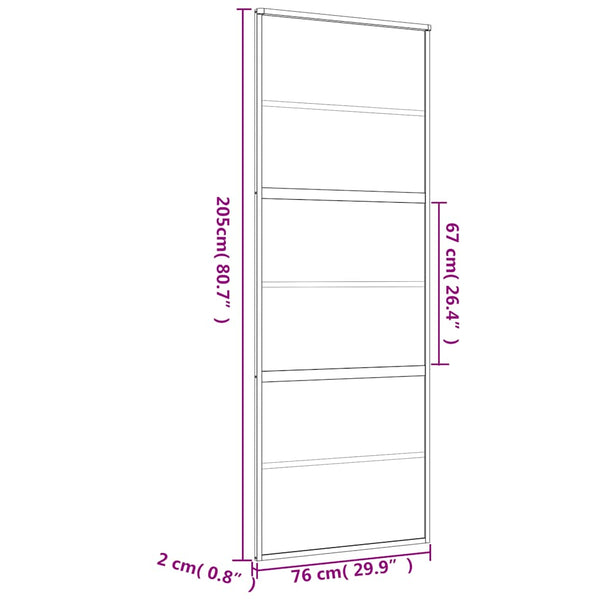 Liukuovi kulta 76x205 cm kirkas ESG-lasi ja alumiini