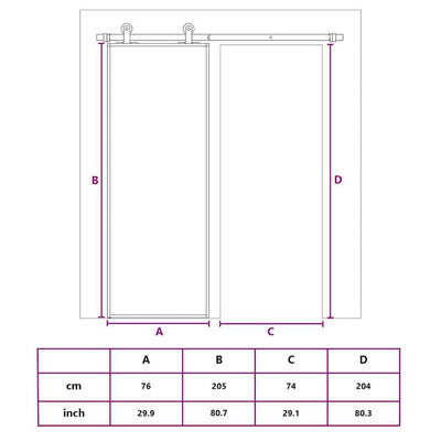 Kulta liukuovi Vanzeti 76x205cm (kirkas esg-lasi ja alumiini)