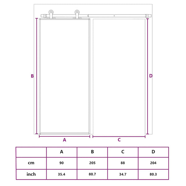 Liukuovi kulta 90x205 cm himmeä ESG-lasi ja alumiini