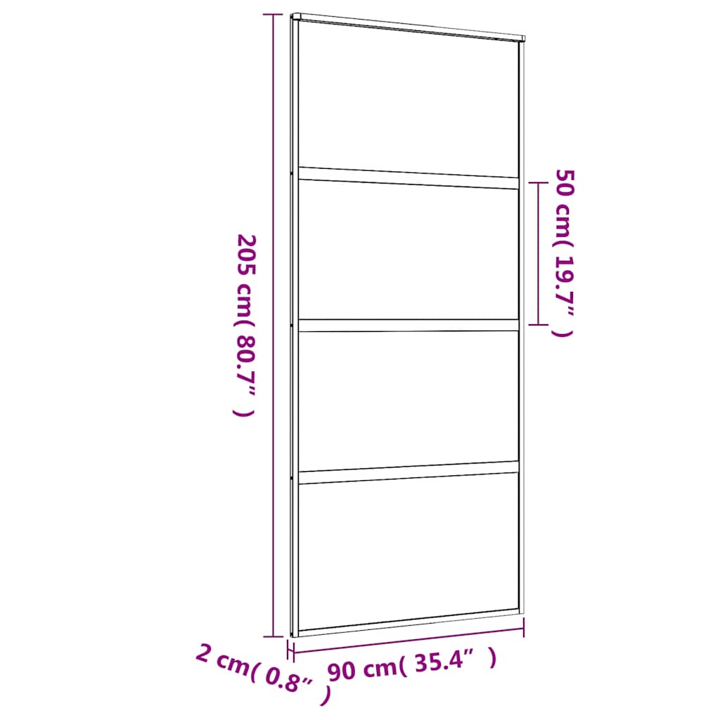Kulta liukuovi Cretu 90x205cm (himmeä esg-lasi ja alumiini)