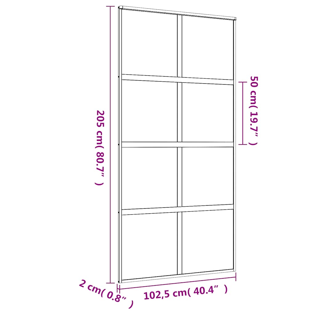 Liukuovi kulta 102,5x205 cm himmeä ESG-lasi ja alumiini