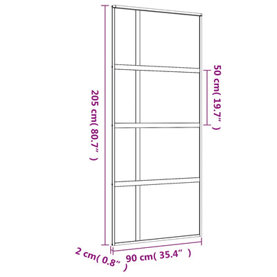 Liukuovi kulta 90x205 cm himmeä ESG-lasi ja alumiini