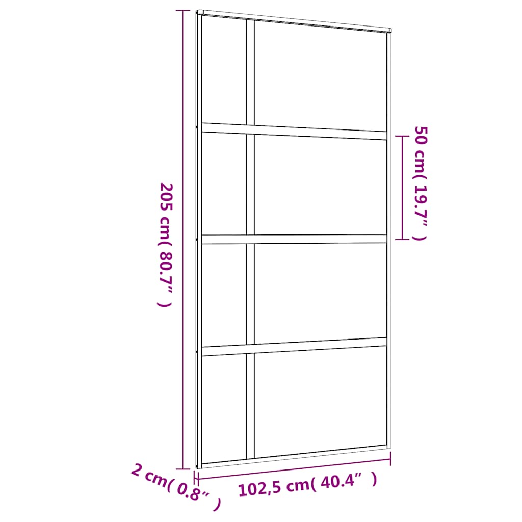 Kulta liukuovi Macrid 102,5x205cm (himmeä esg-lasi ja alumiini)