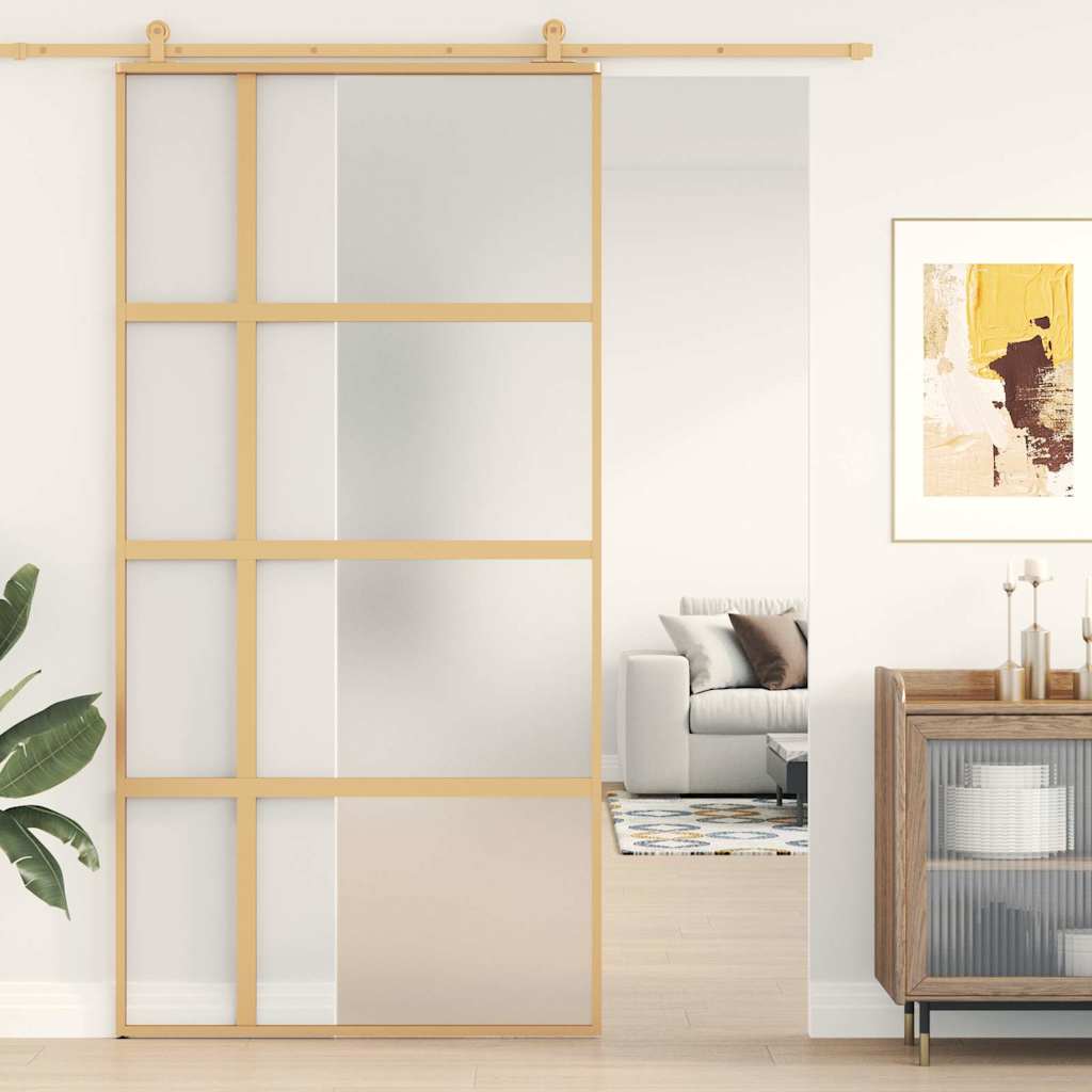 Kulta liukuovi Macrid 102,5x205cm (himmeä esg-lasi ja alumiini)