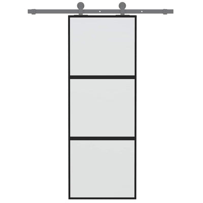 Musta liukuovi Vanzeti 76x205cm (karkaistu lasi ja alumiini)